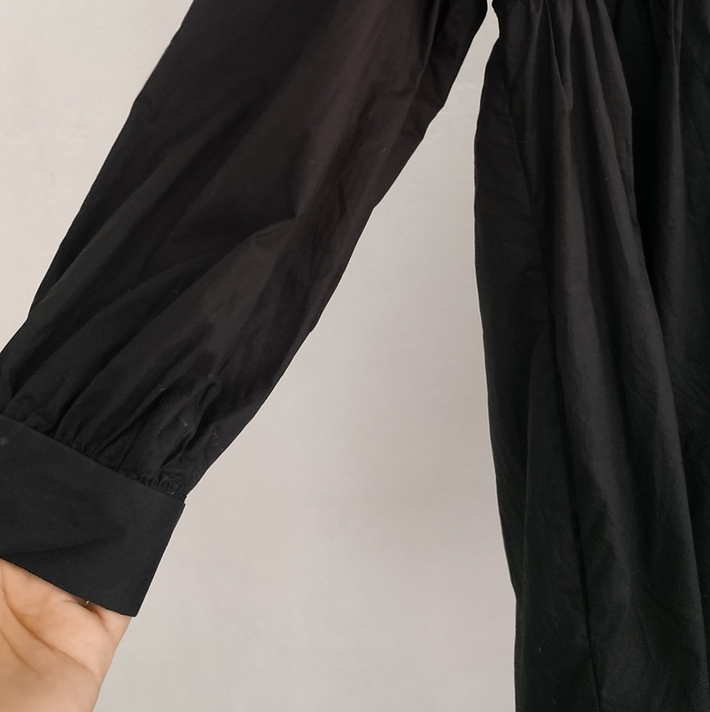 Zara Long sleeve Poplin Mini Dress Black - Picture 7 of 13